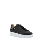 Schwarze Bos Taurus Kalbsleder Low-Top-Sneaker
