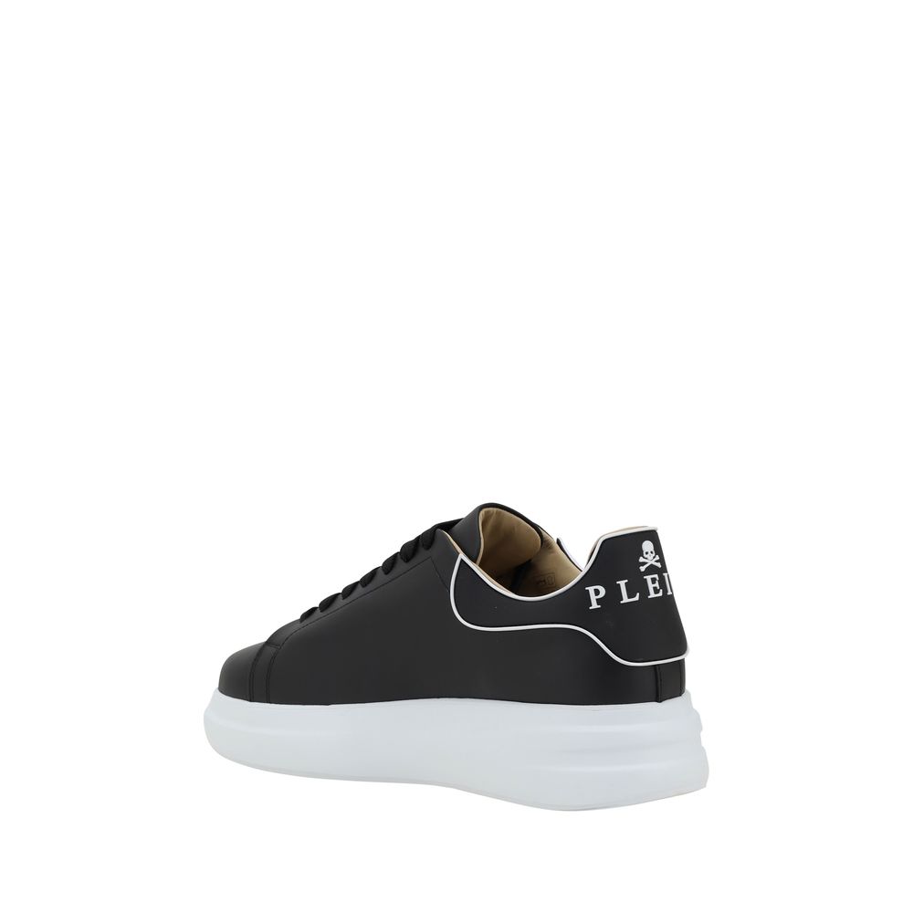 Schwarze Bos Taurus Kalbsleder Low-Top-Sneaker