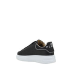 Schwarze Bos Taurus Kalbsleder Low-Top-Sneaker