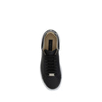 Schwarze Bos Taurus Kalbsleder Low-Top-Sneaker