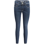 Blaue Baumwoll-Röhrenjeans für Damen