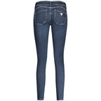 Blaue Baumwoll-Röhrenjeans für Damen