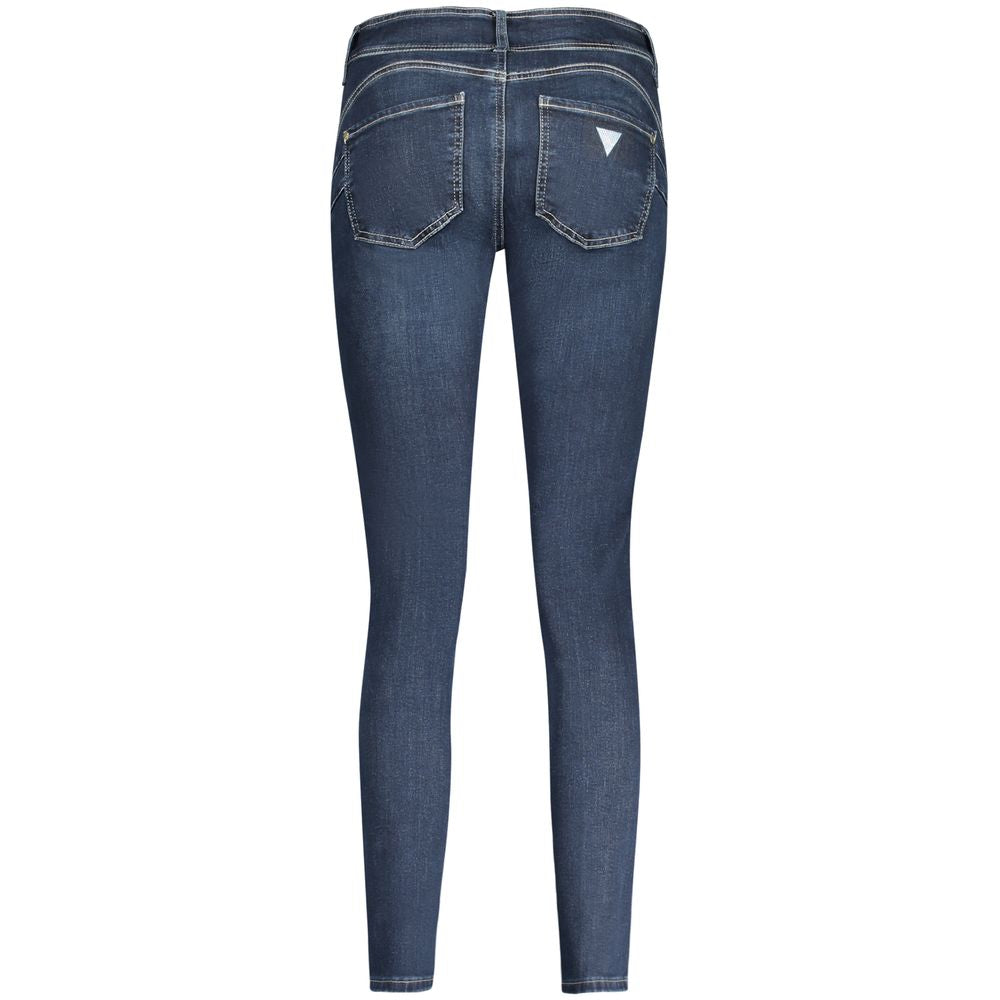 Blaue Baumwoll-Röhrenjeans für Damen