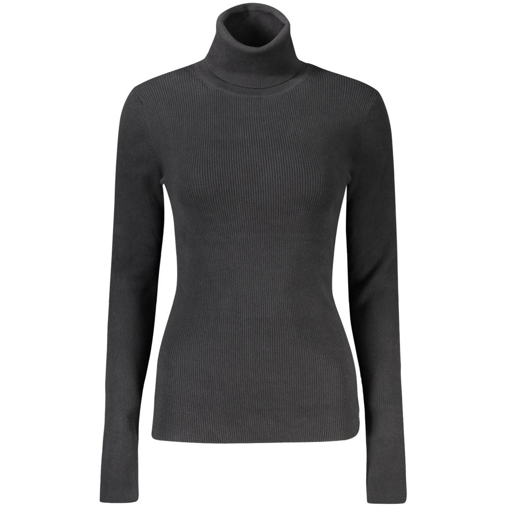 Schwarzer Damen-Strickpullover aus Baumwolle