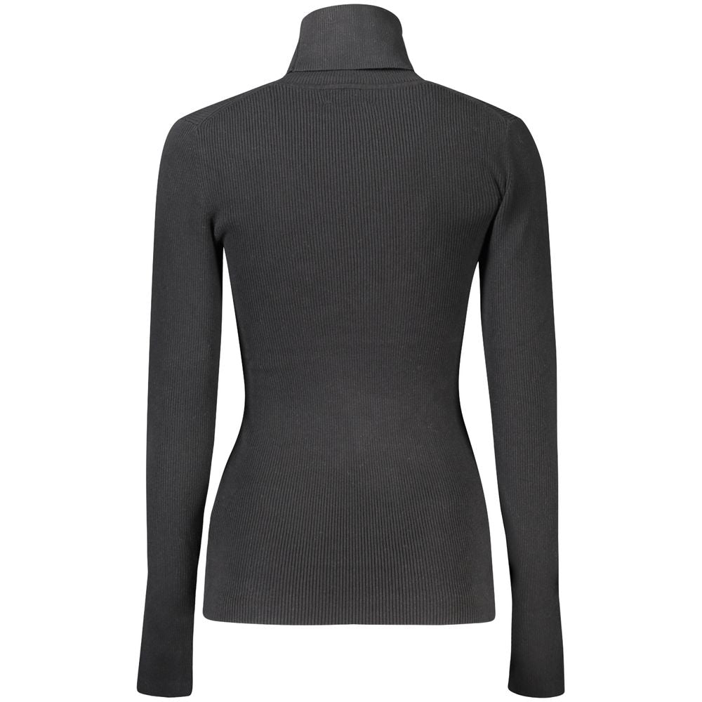 Schwarzer Damen-Strickpullover aus Baumwolle