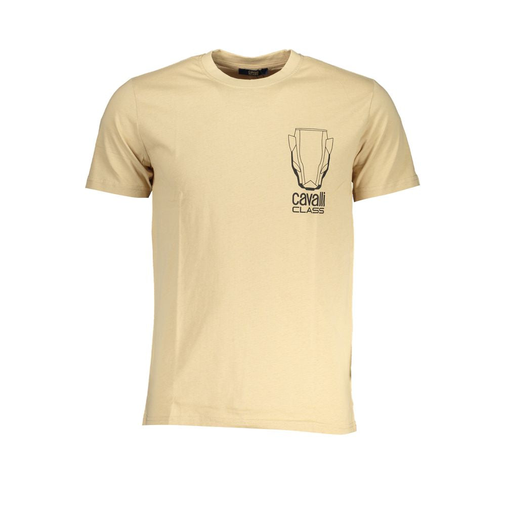 Beige Baumwoll-T-Shirt für Herren