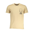 Beige Baumwoll-T-Shirt für Herren