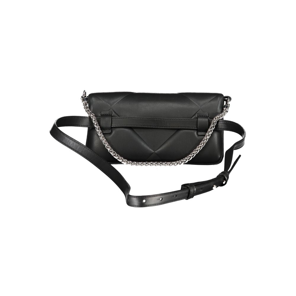Schwarze Damen-Handtasche aus Polyester