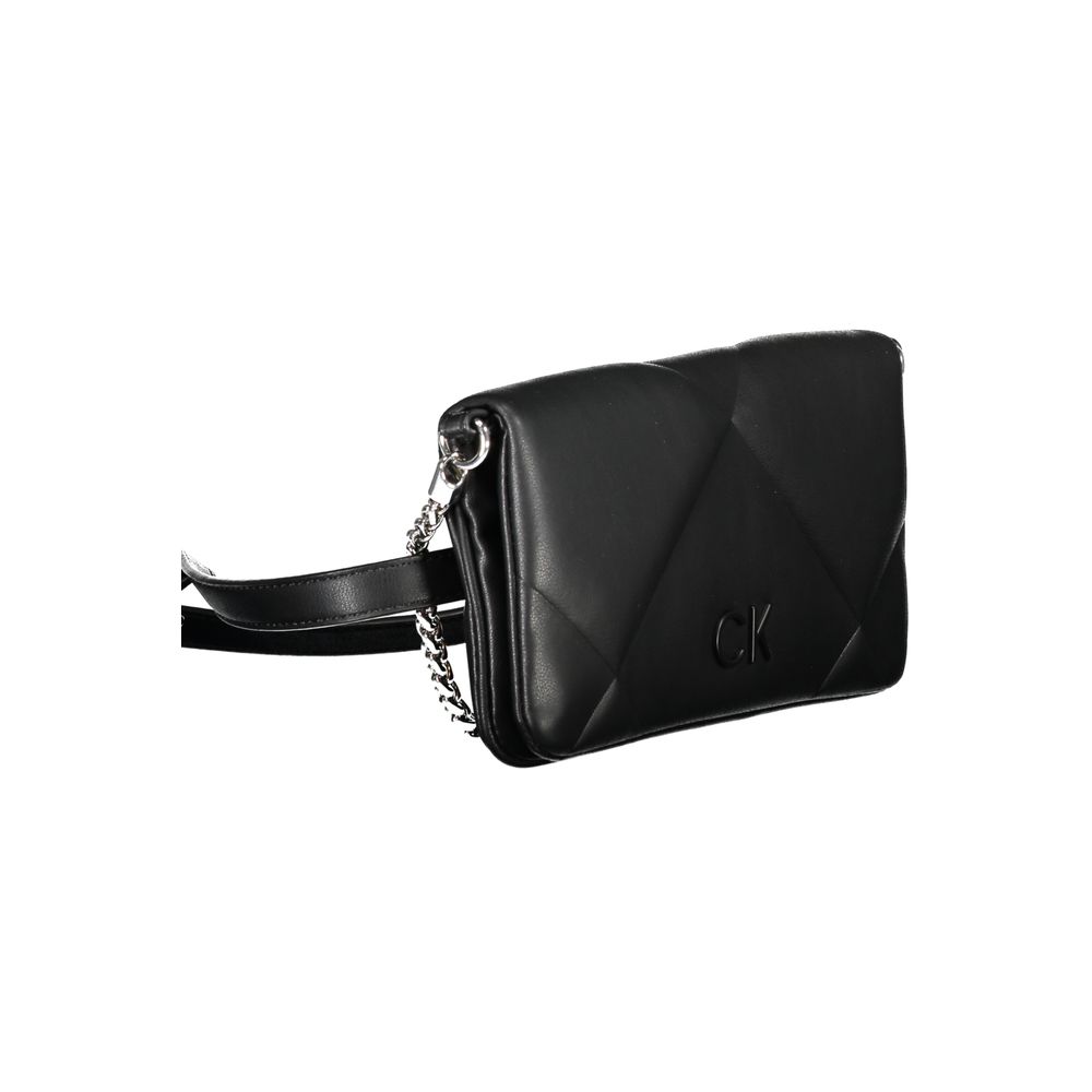Schwarze Damen-Handtasche aus Polyester