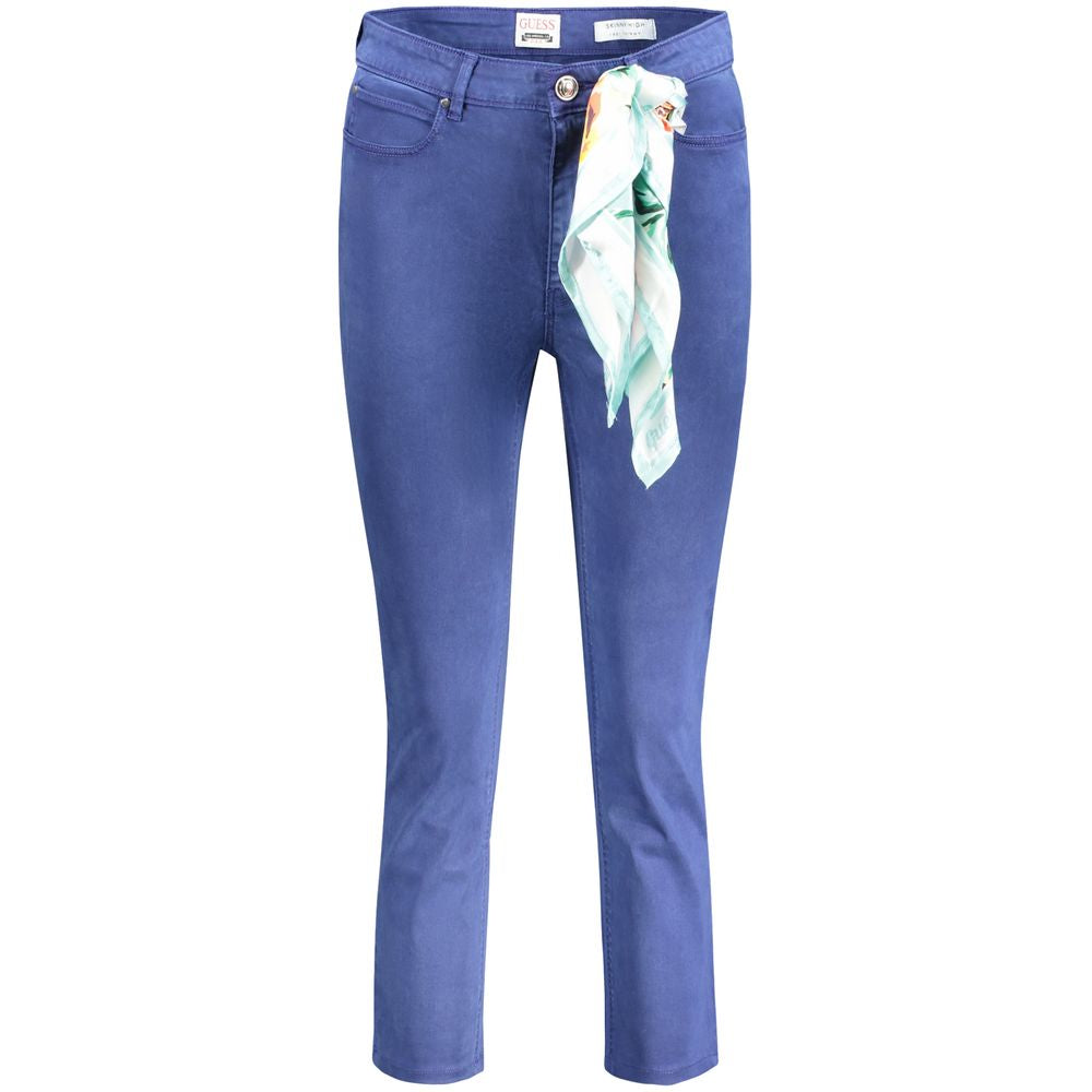 Blaue Skinny-Jeans mit hoher Taille für Damen