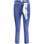 Blaue Skinny-Jeans mit hoher Taille für Damen