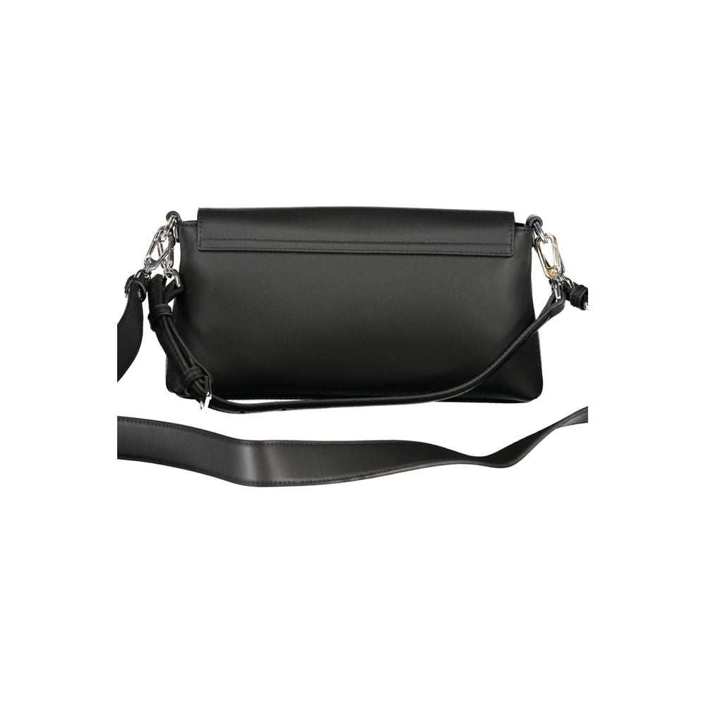 Schwarze Damen-Handtasche aus Polyester