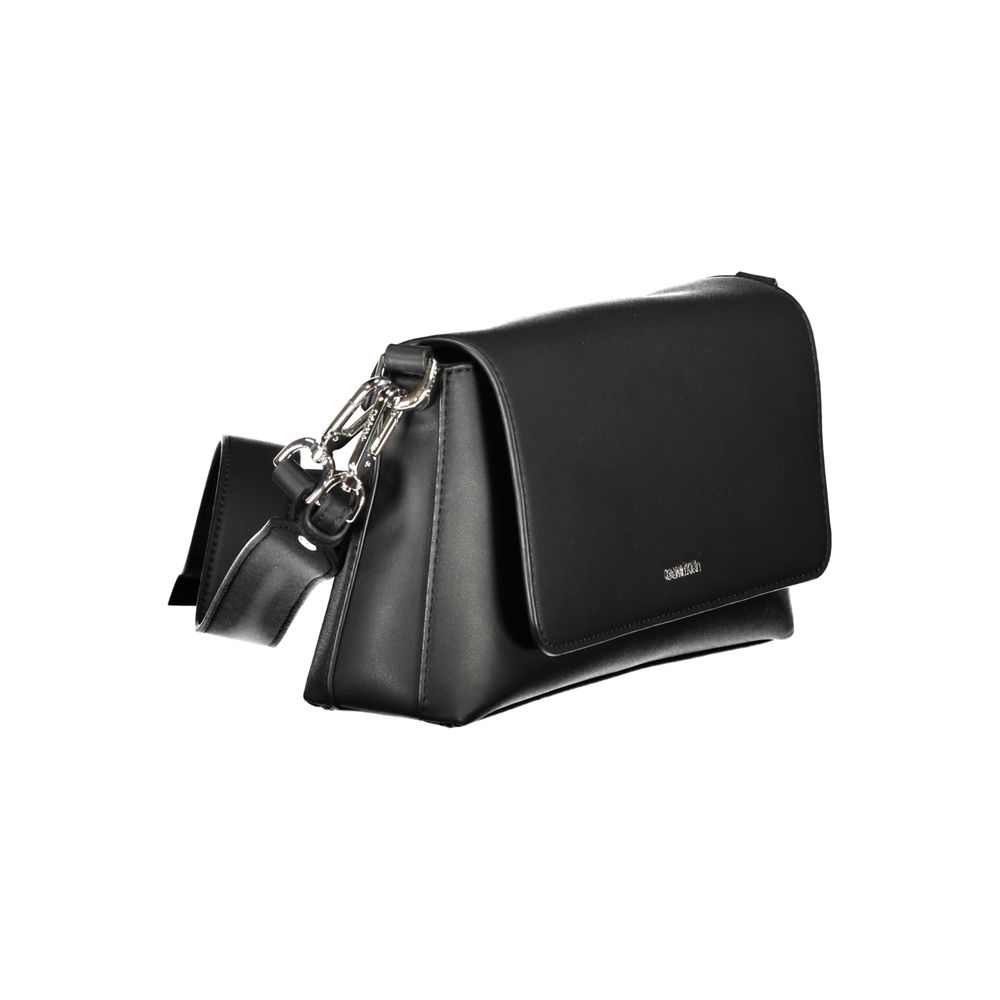 Schwarze Damen-Handtasche aus Polyester