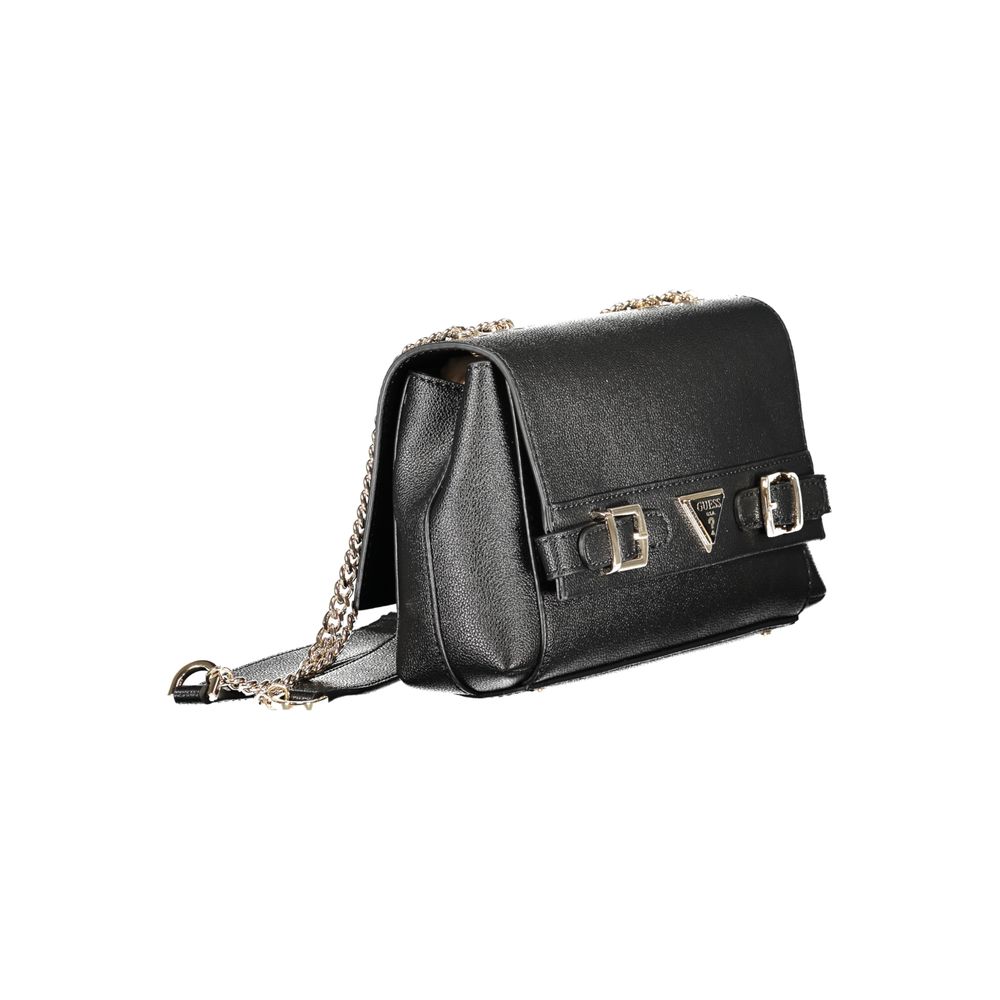 Schwarze Damen-Handtasche aus Polyurethan