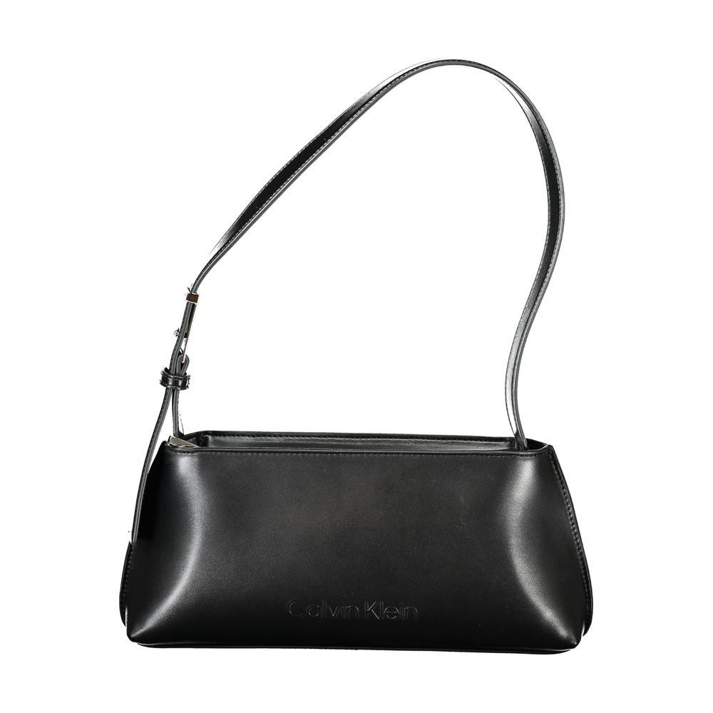Schwarze Damen-Handtasche aus Polyester