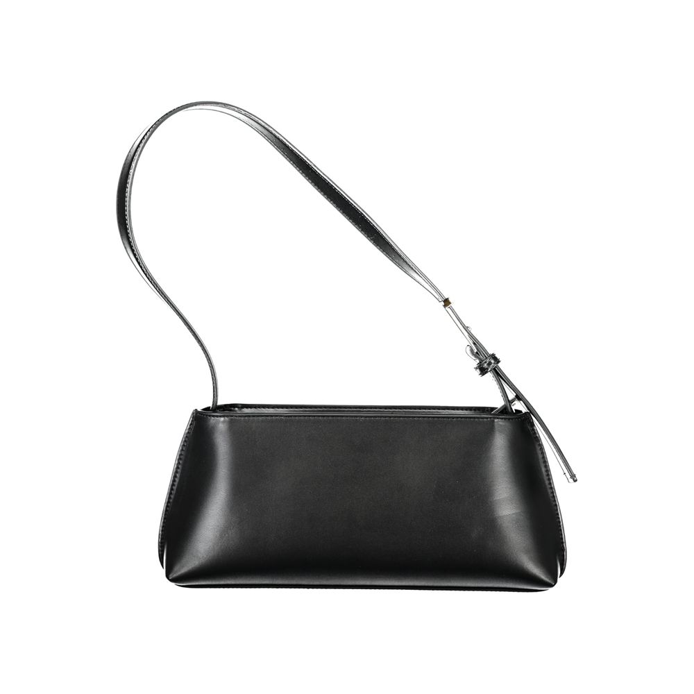 Schwarze Damen-Handtasche aus Polyester