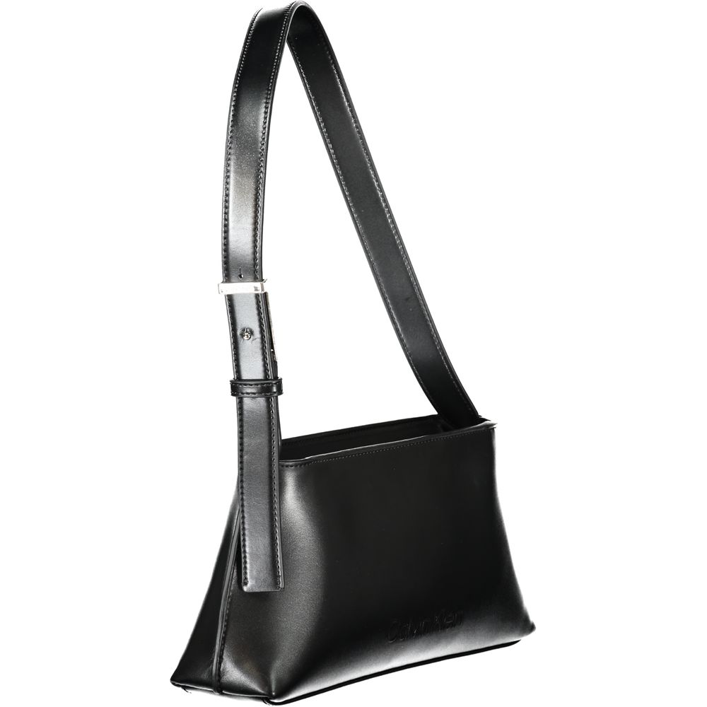 Schwarze Damen-Handtasche aus Polyester