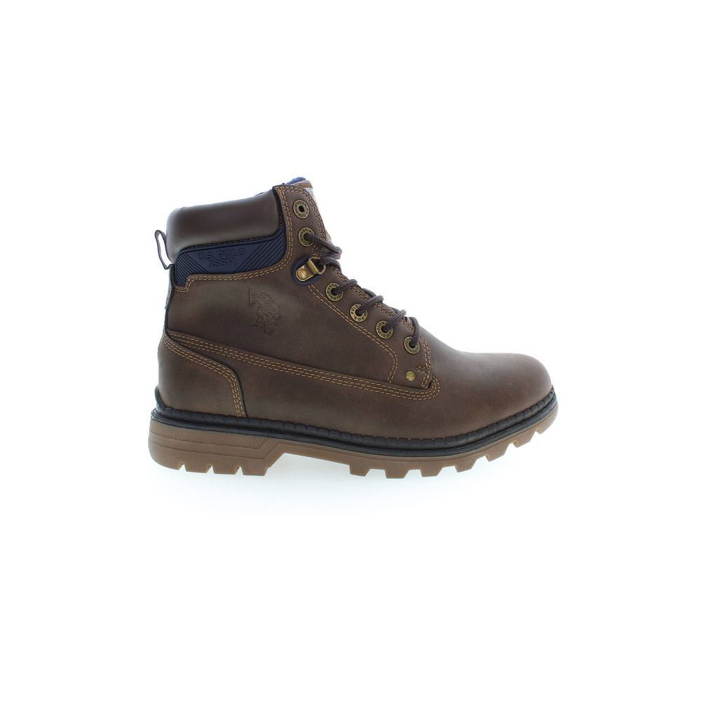Brauner Polyester-Stiefelette