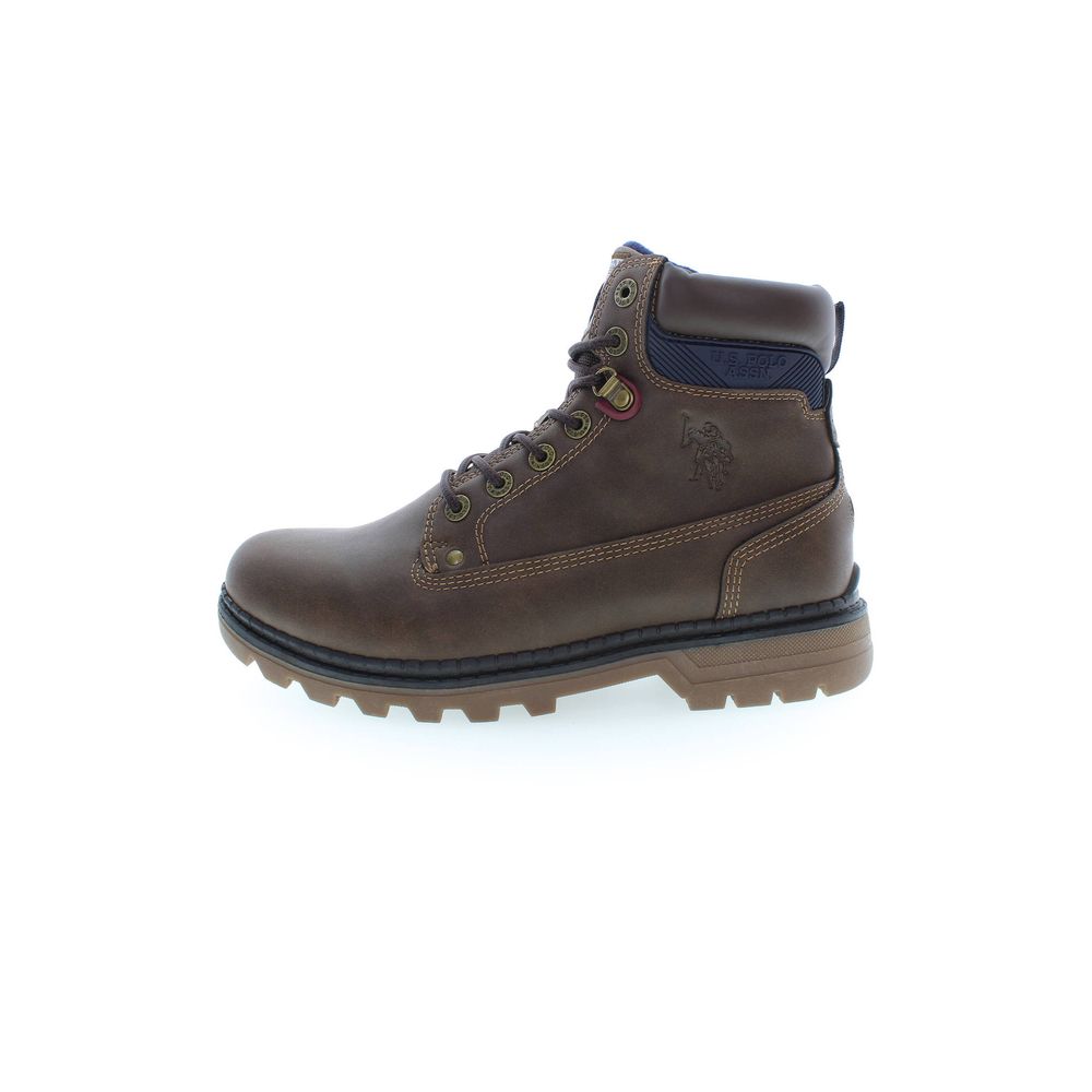 Brauner Polyester-Stiefelette