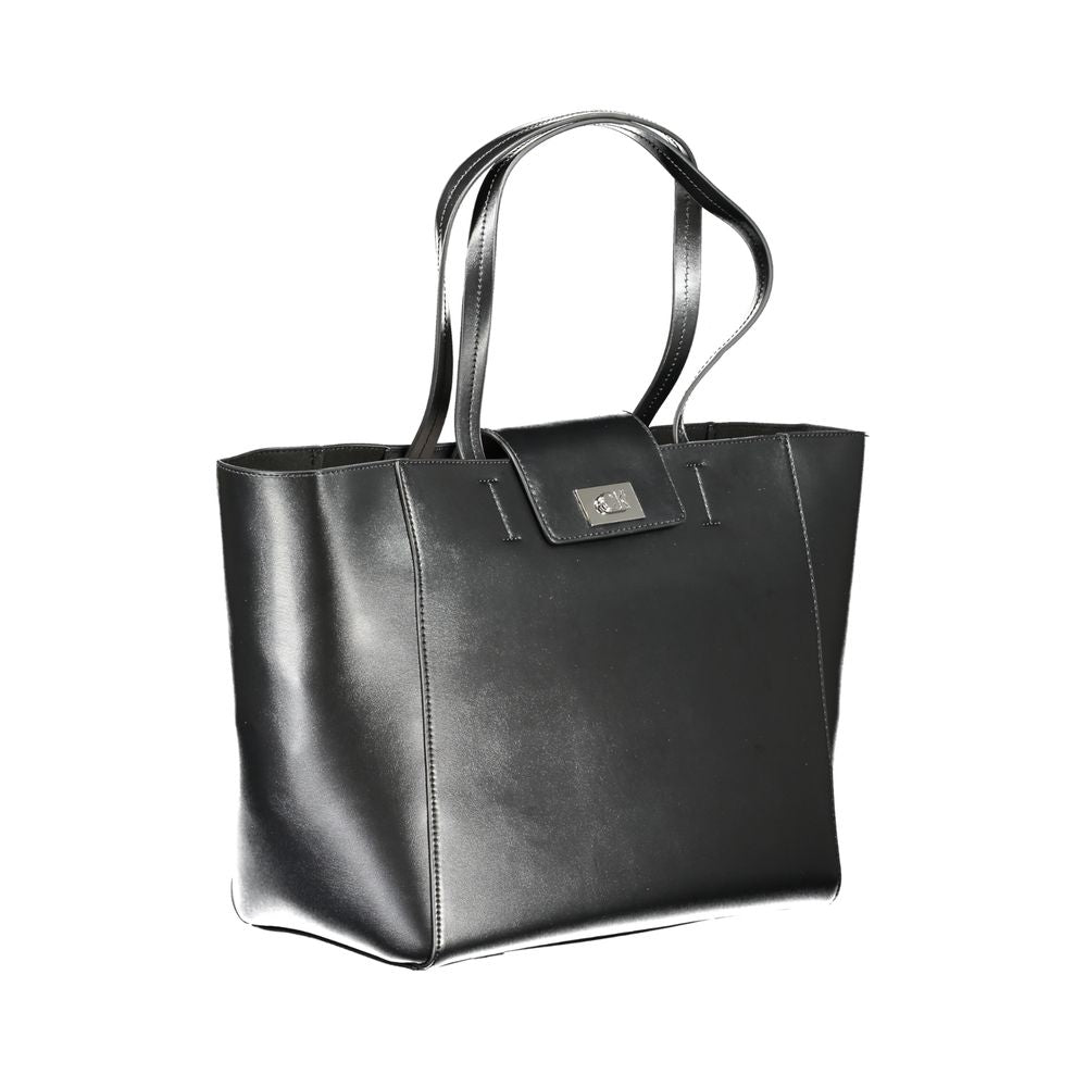 Schwarze Polyester Handtasche