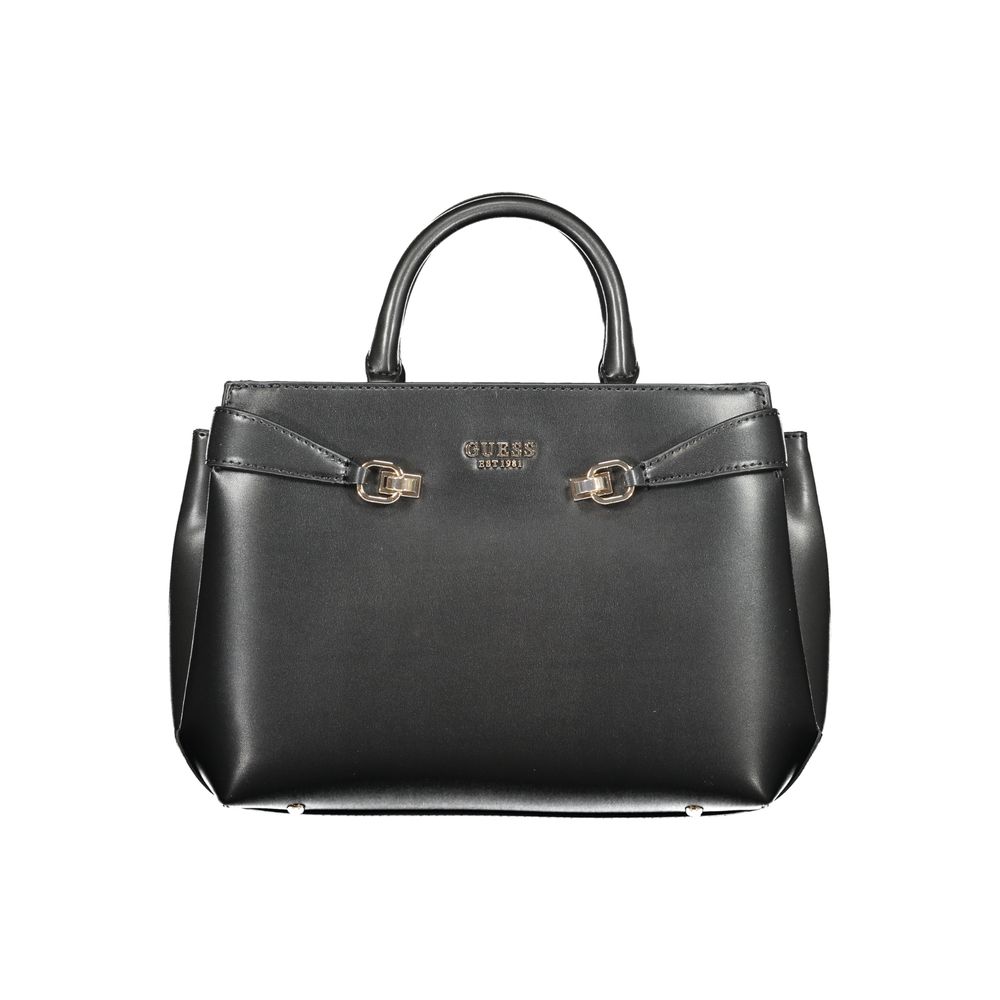 Schwarze Damen-Handtasche aus Polyurethan