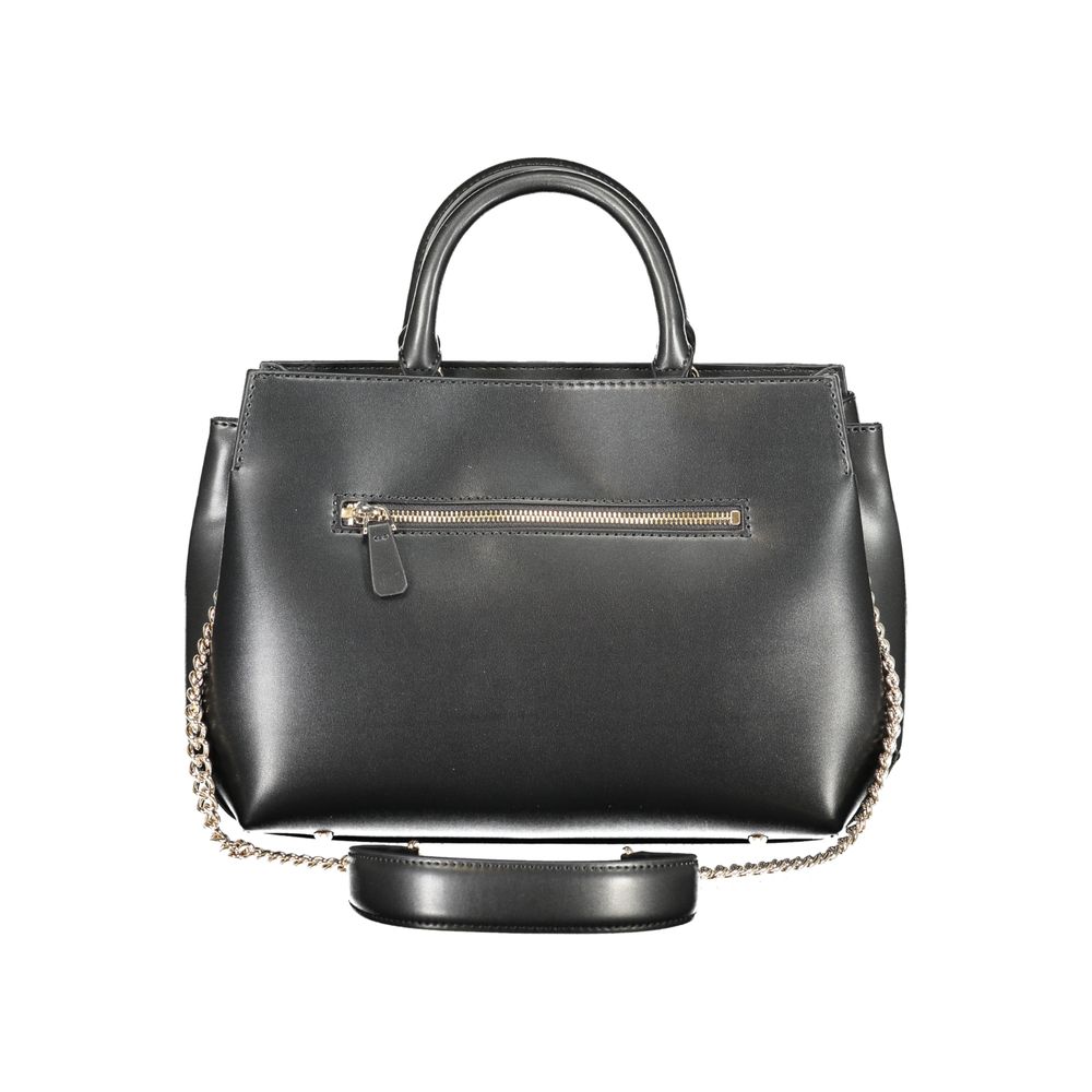 Schwarze Damen-Handtasche aus Polyurethan
