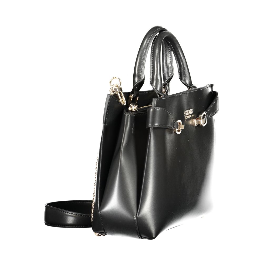 Schwarze Damen-Handtasche aus Polyurethan
