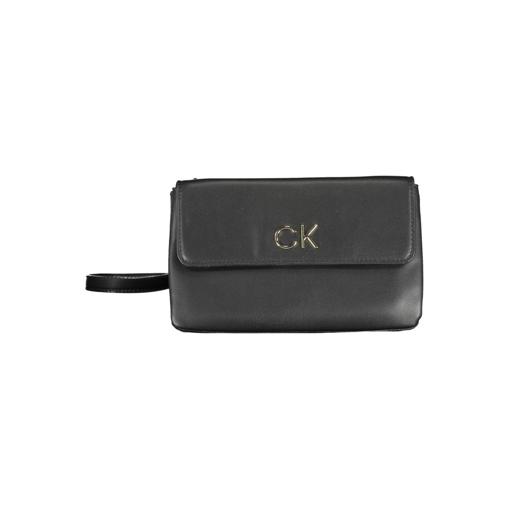 Schwarze Damen-Handtasche aus Polyester