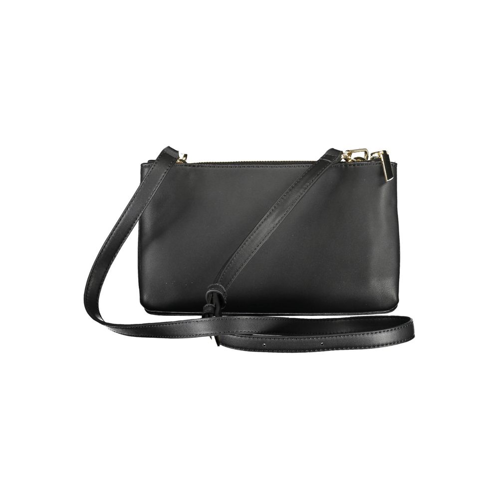 Schwarze Damen-Handtasche aus Polyester
