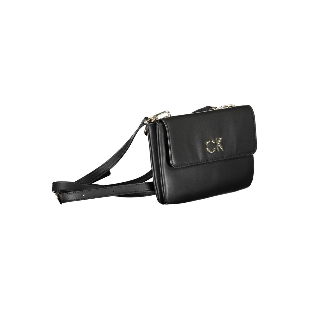 Schwarze Damen-Handtasche aus Polyester