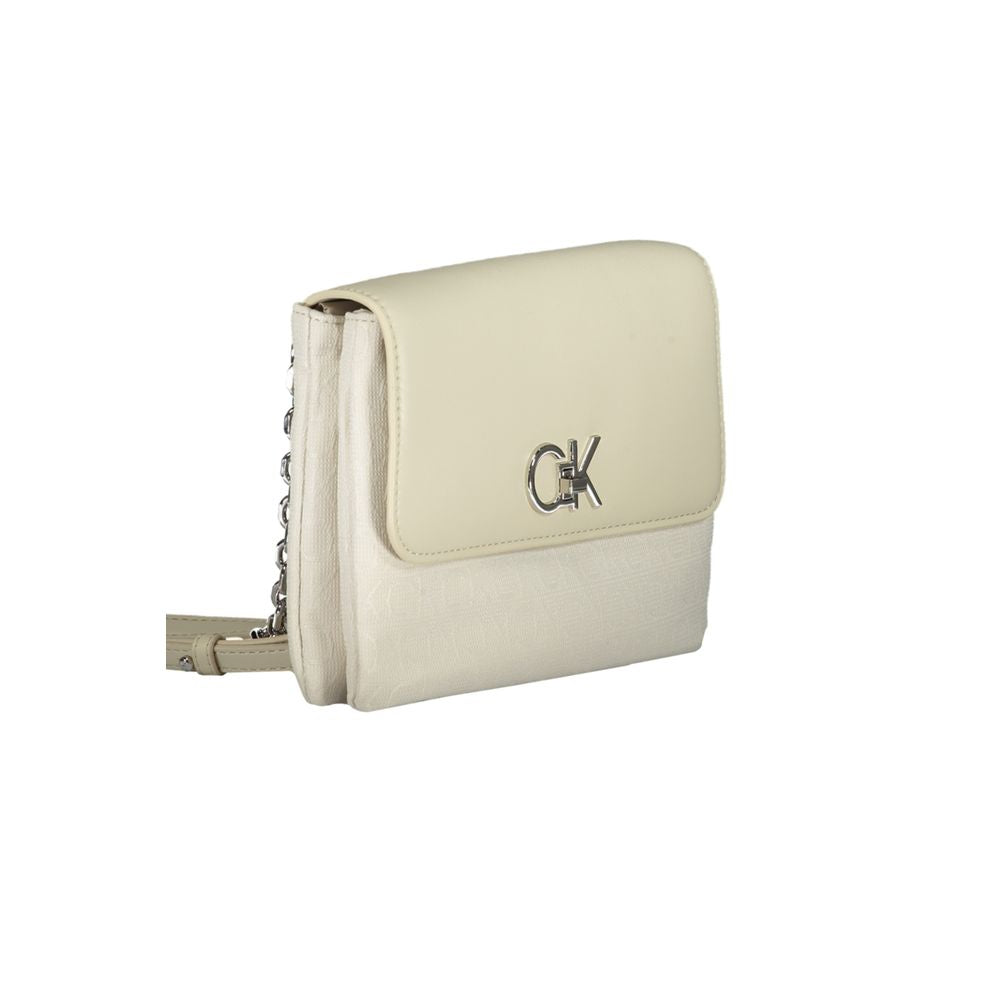 Beigefarbene Polyester-Handtasche