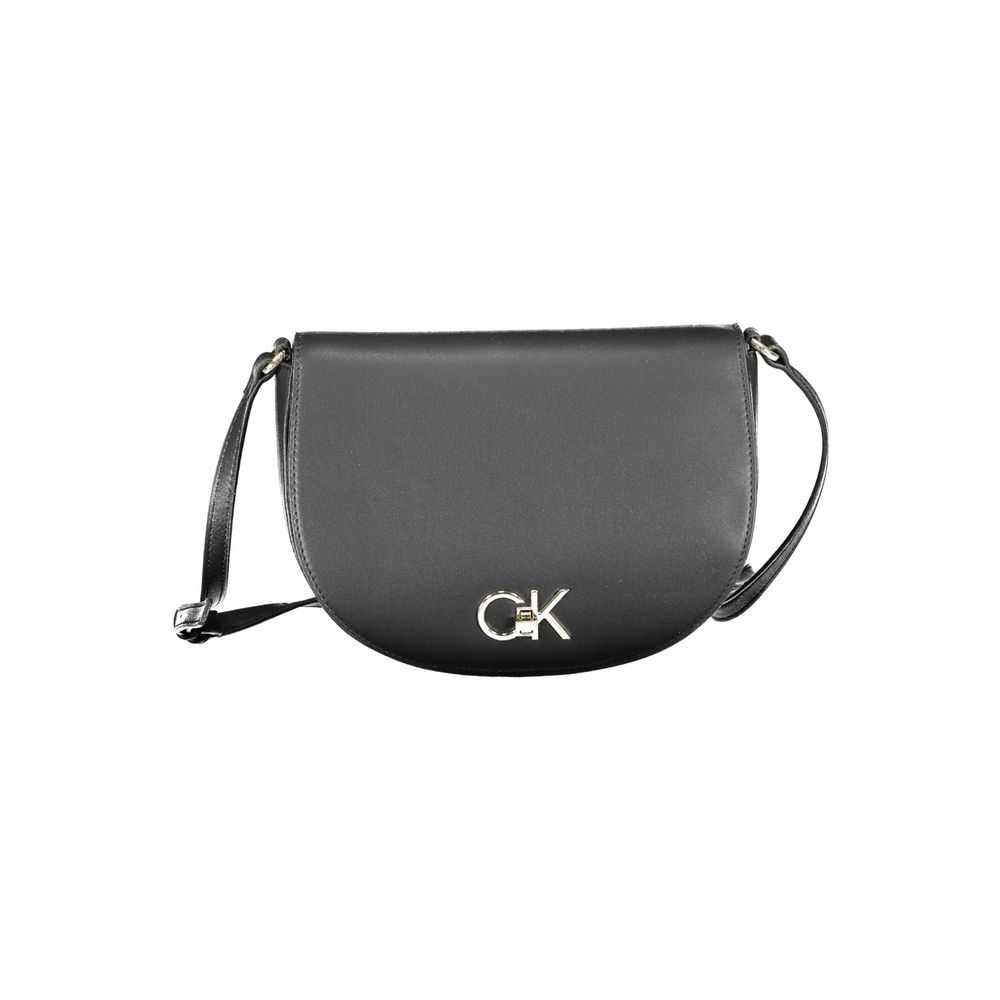 Schwarze Schultertasche aus Polyurethan für Damen