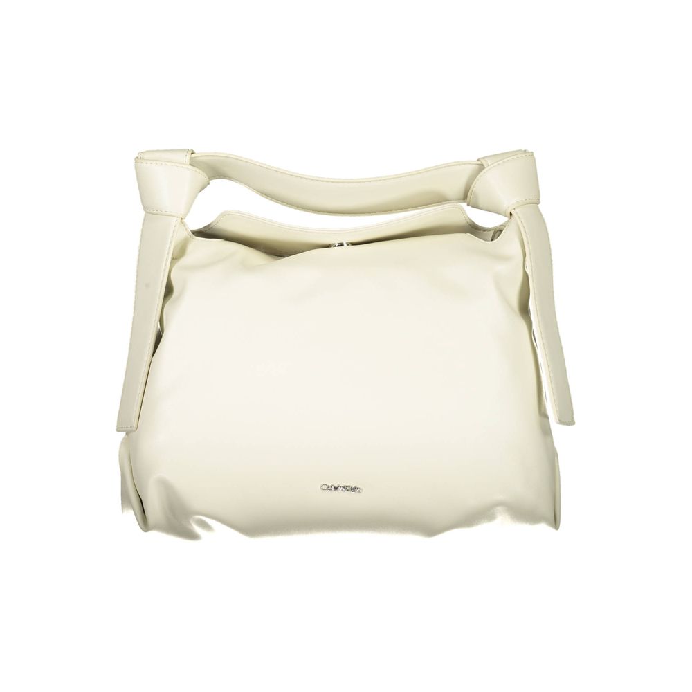 Beigefarbene Polyester-Handtasche