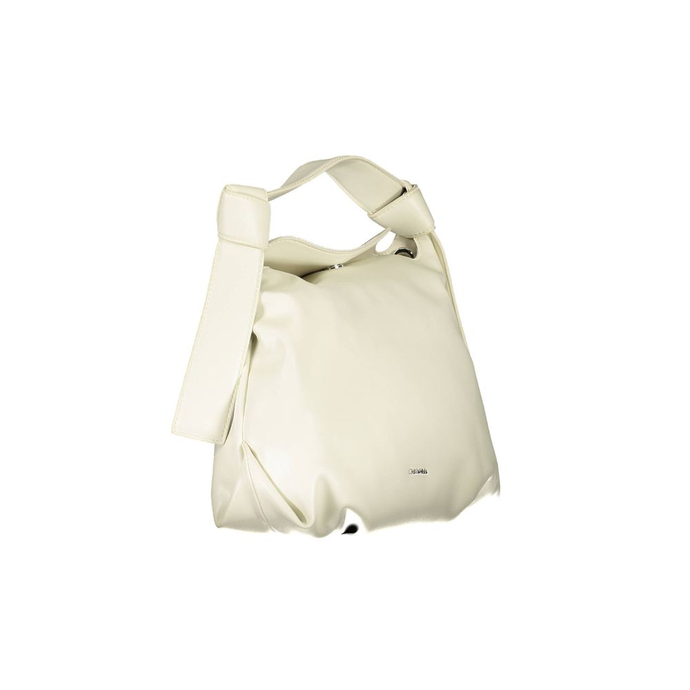 Beigefarbene Polyester-Handtasche