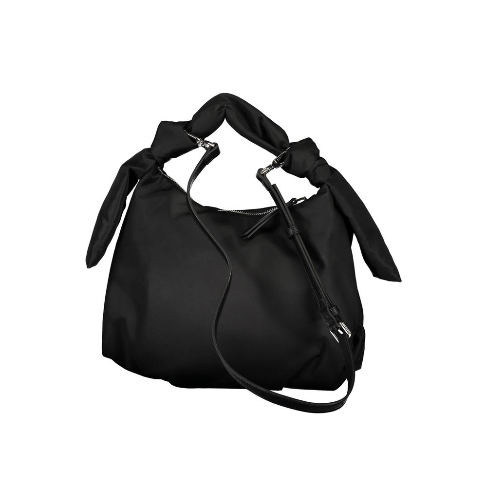 Schwarze Damen-Handtasche aus Polyester