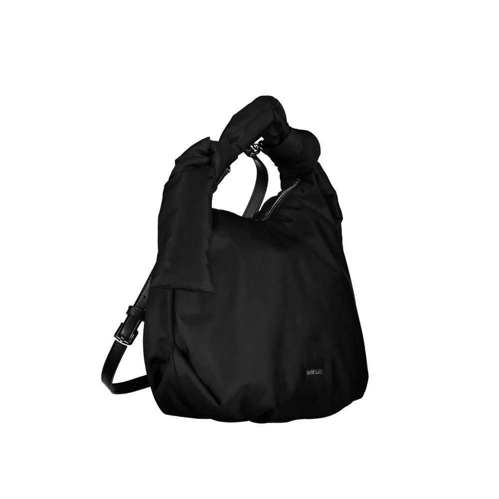 Schwarze Damen-Handtasche aus Polyester
