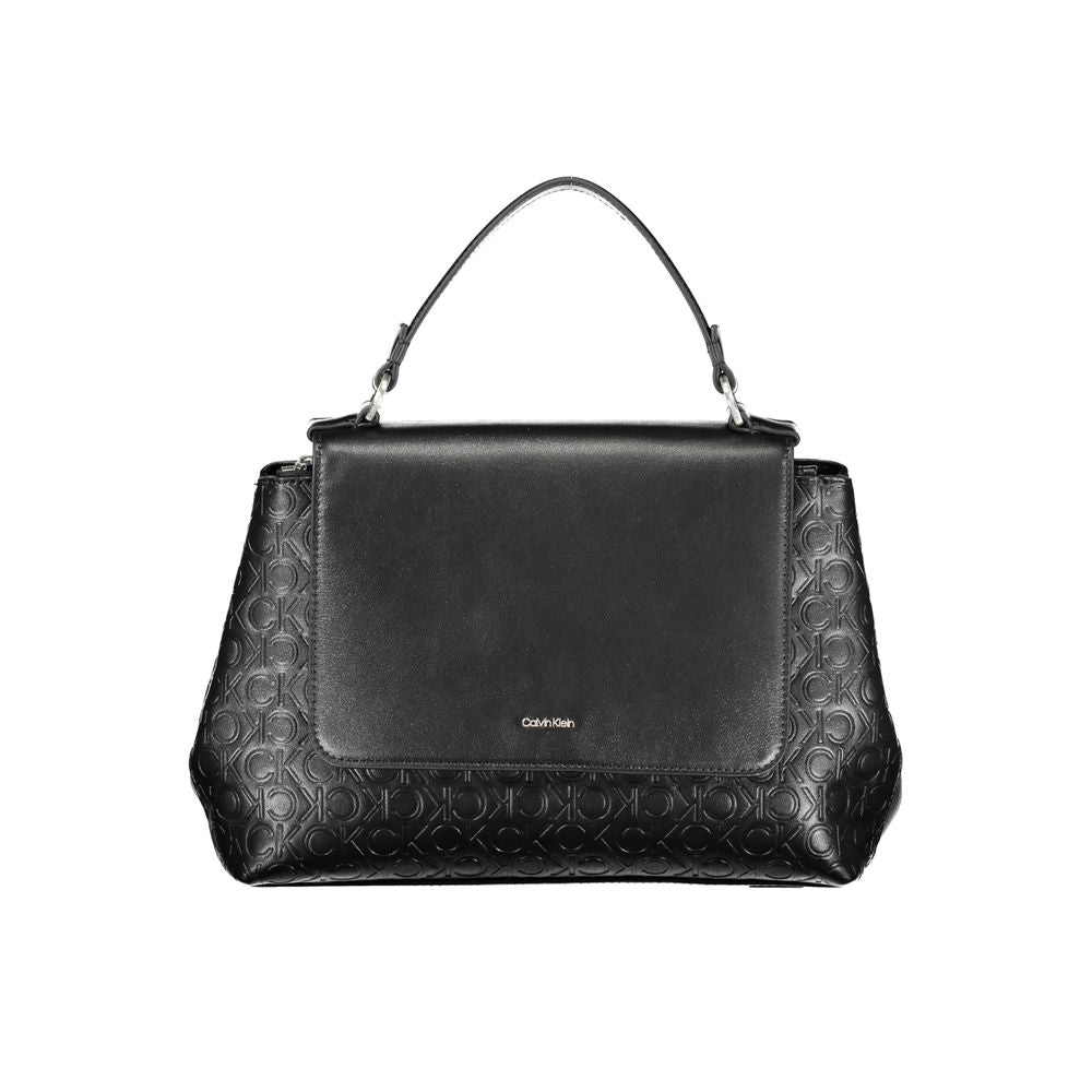 Schwarze Damen-Handtasche aus Polyester