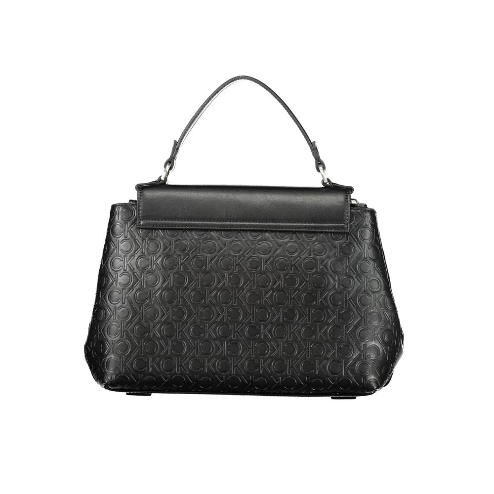Schwarze Damen-Handtasche aus Polyester