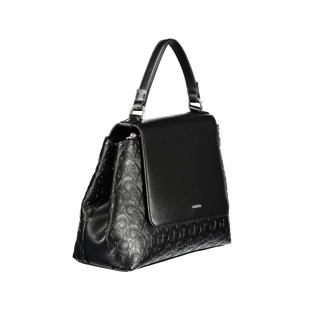 Schwarze Damen-Handtasche aus Polyester