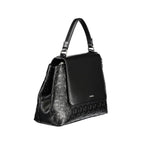 Schwarze Damen-Handtasche aus Polyester