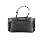 Schwarze Damen-Handtasche aus Polyester