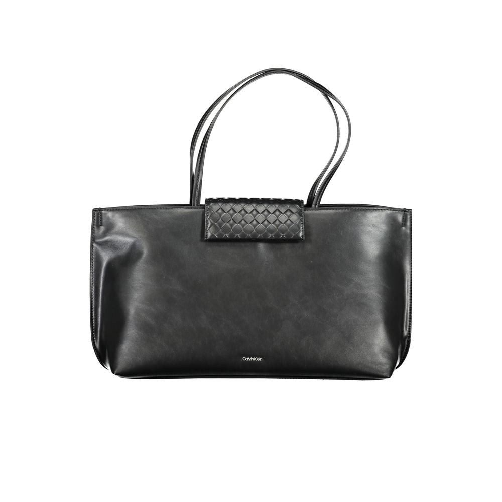 Schwarze Damen-Handtasche aus Polyester