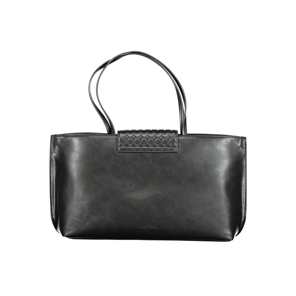Schwarze Damen-Handtasche aus Polyester