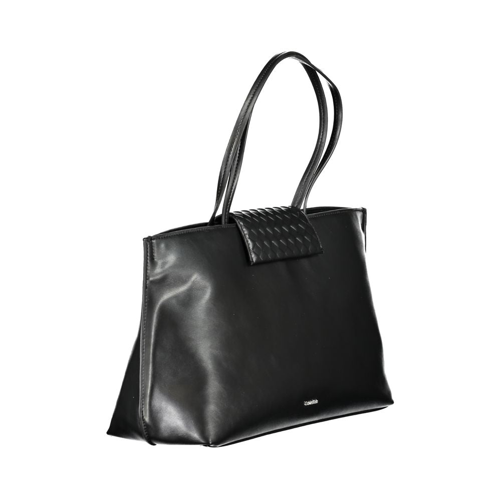 Schwarze Damen-Handtasche aus Polyester