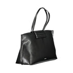 Schwarze Damen-Handtasche aus Polyester
