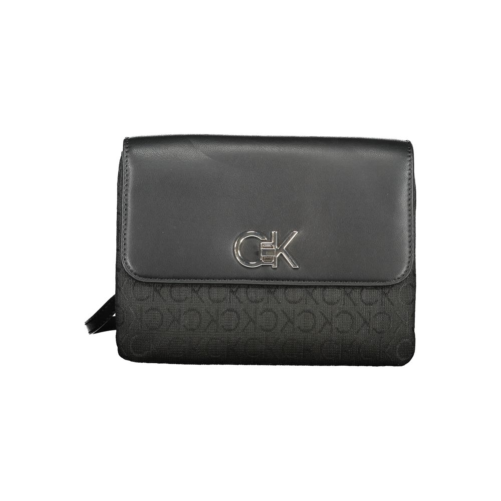Schwarze Damen-Handtasche aus Polyester