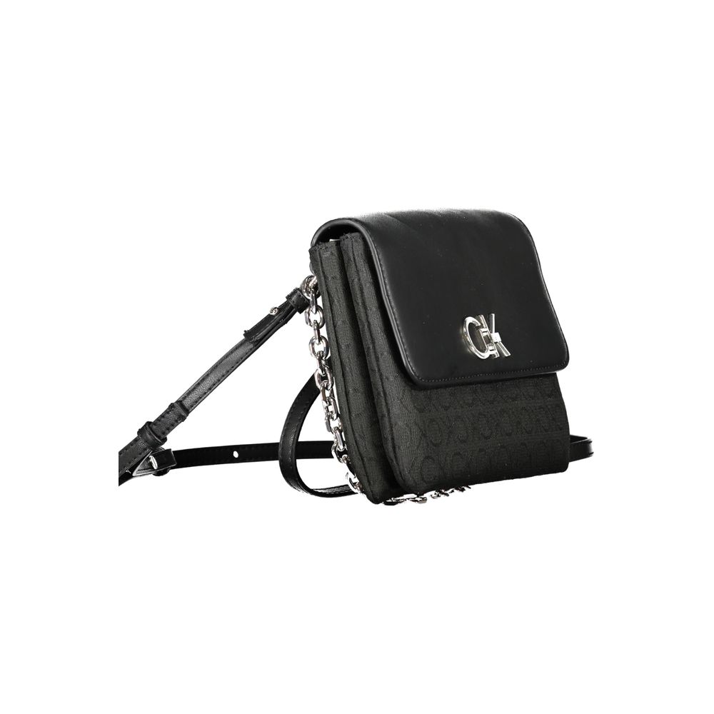 Schwarze Damen-Handtasche aus Polyester