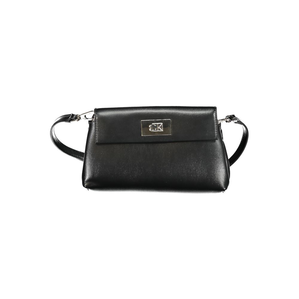 Schwarze Damen-Handtasche aus Polyester
