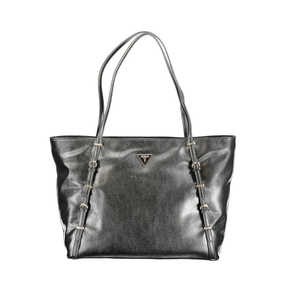 Schwarze Damen-Handtasche aus Polyurethan