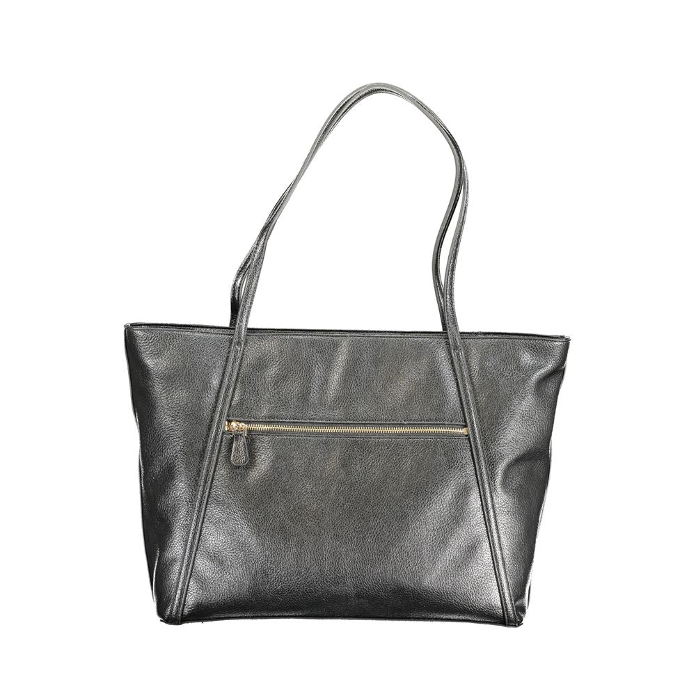 Schwarze Damen-Handtasche aus Polyurethan